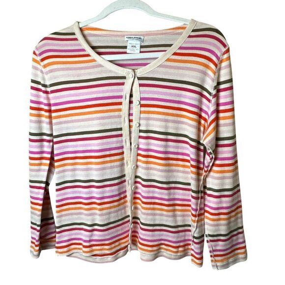 Sonia Rykiel Paris Striped Button Cardigan Sweater XXL Multicolor Knit Retro Y2K - Picture 1 of 8
